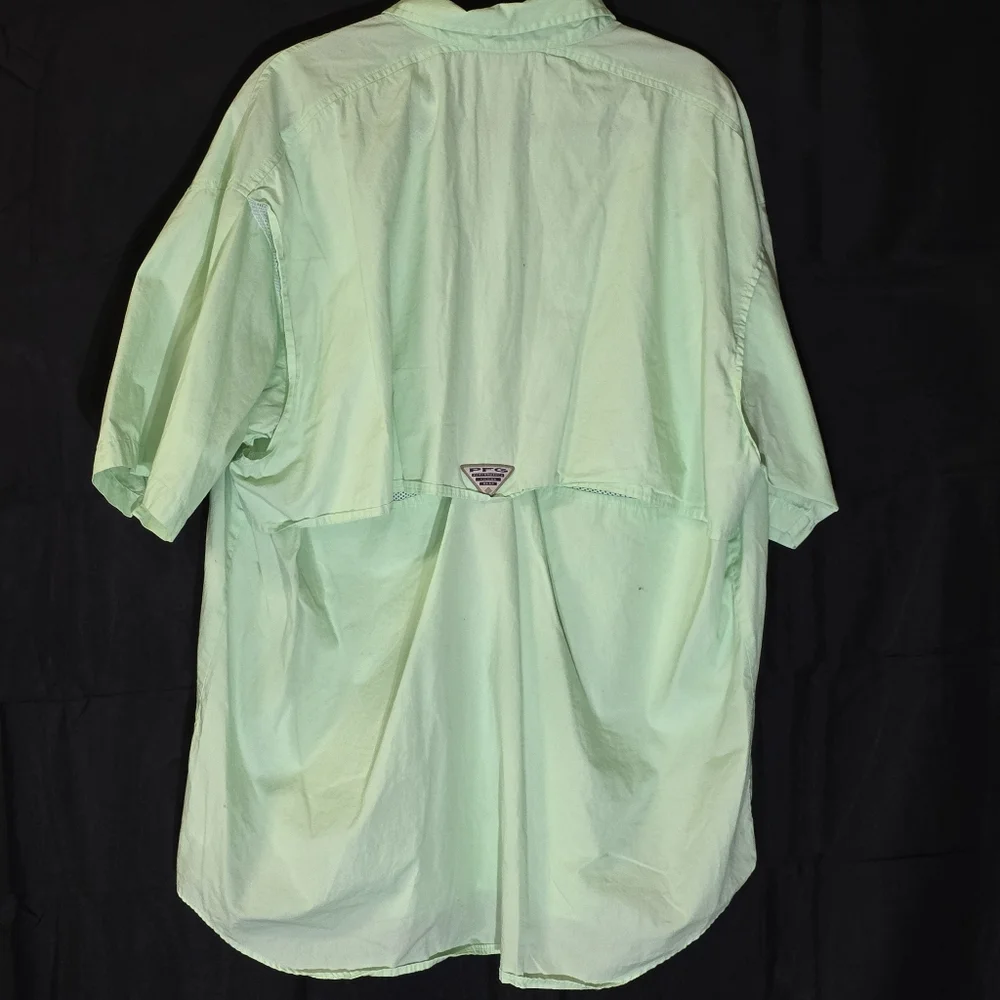 Columbia PFG Men's XL Short Sleeve Vented Fishing Shirt Mint Green - Picture 5 of 8